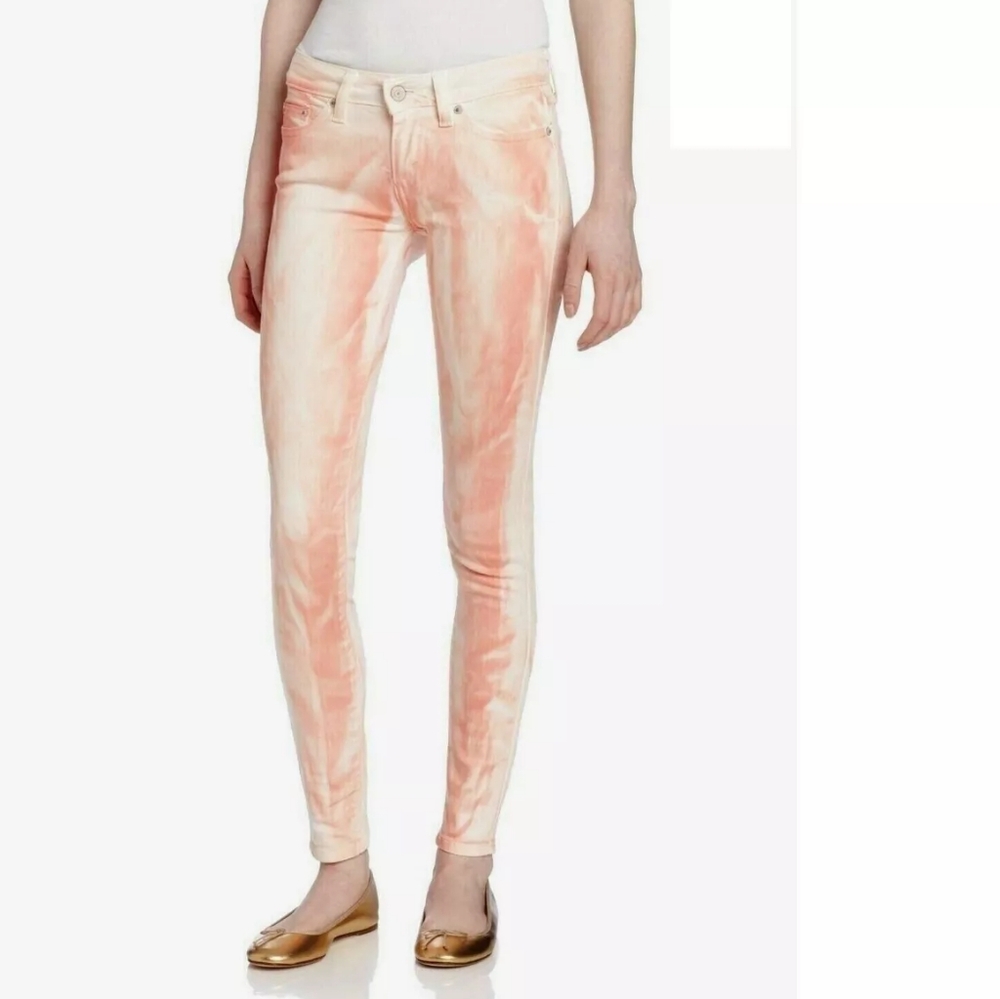 Peach Tie-Dye Skinny Jeans
